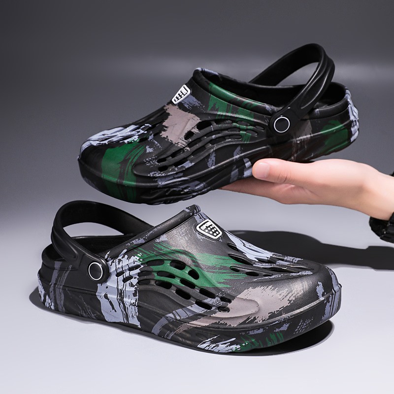Croc Style Clog - Sandales d'été pour hommes, motif camouflage