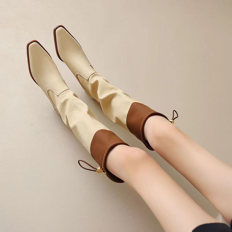 Women'S Shoes Trending 2025 - Abricot bout carré femmes bottes longues