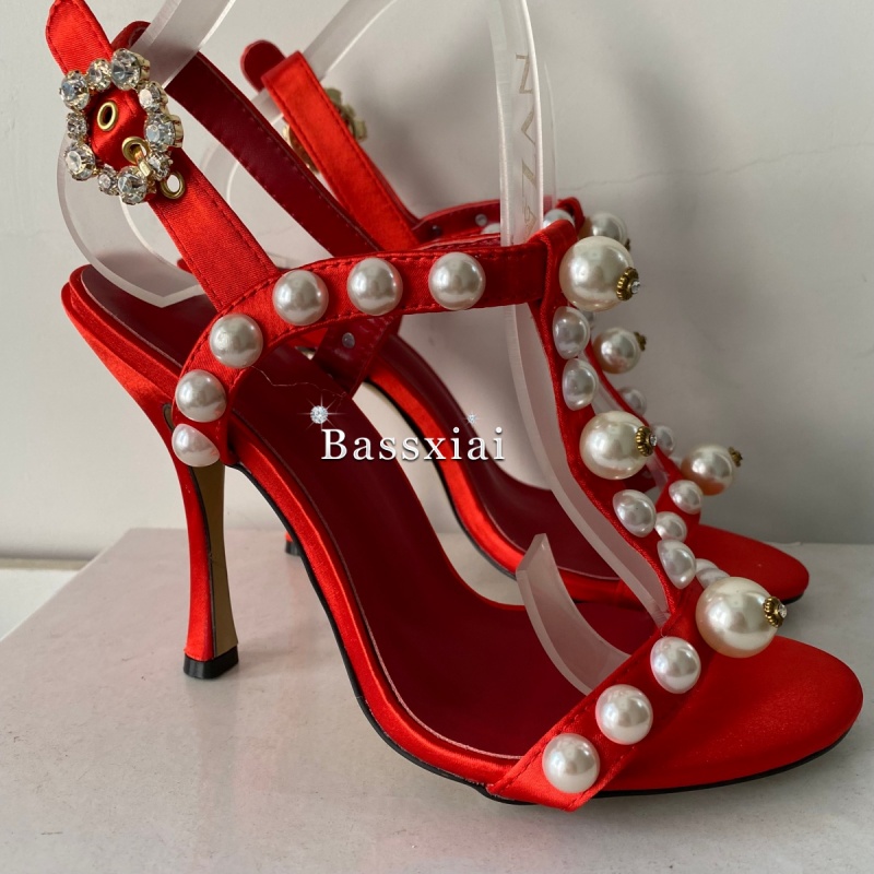 Perle perle décor t-strap talo - Strappy Heeled Sandals avis et prix