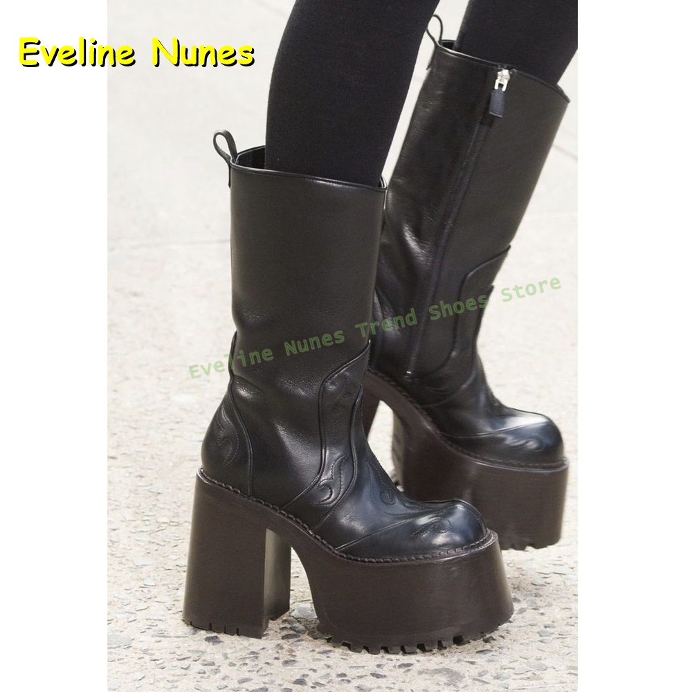 Plate-forme brodée bottes haut - Women'S Shoes Trending 2025 avis et prix
